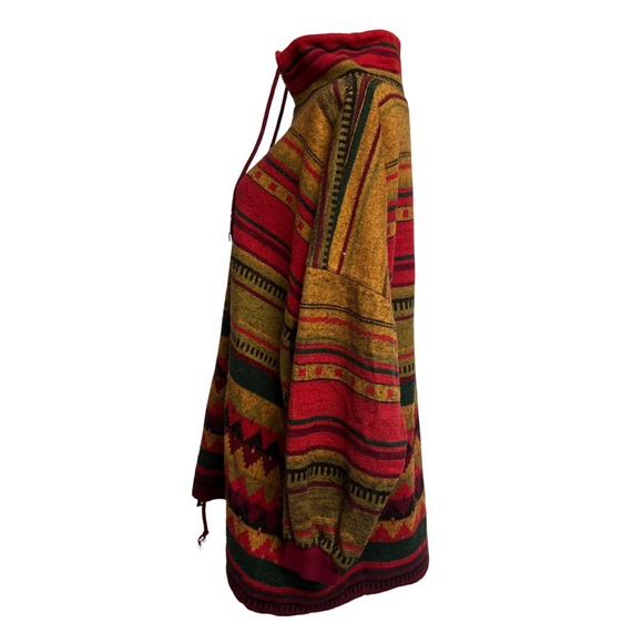 VTG Womens Large Quarter Zip Funnel Neck Sweater Fleece Aztec Southwestern - Picture 3 of 12